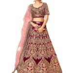 Zeel Clothing Maroon Heavy Embroidered Velvet Semi-Stitched Lehenga Choli For Women (7071-Maroon-Wedding-Bridal-Latest-New; Maroon_Free Size), Grey