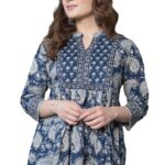 Arayna Women's Pure Cotton Paisley Printed Tunic Top – Comfortable Everyday Wear - Vintage Maroon, XX-Large