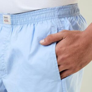 Raymond SleepZ Men Regular Fit Solid Pattern Pure Cotton Flat Front Boxer Light Blue